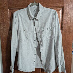 True Classic Men's Long Sleeve Flannel Shirt  - Gray -  Medium - EUC
